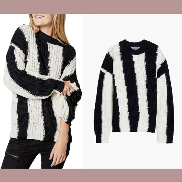 NWT $298 Joie [ Small ] Chadsey Cotton Blend Sweater in Caviar‎ Porcelain - Picture 3 of 15